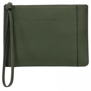 long champ 3D Leather Férfi Pouches Khaki | HUCT7311