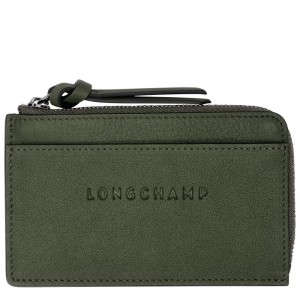 long champ 3D Leather Női Kártyatartó Khaki | HUQM8528