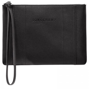 long champ 3D Leather Női Pouches Fekete | HUXY8445