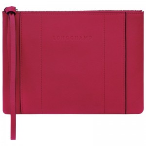 long champ 3D Leather Női Pouches Magenta | HUMQ8711