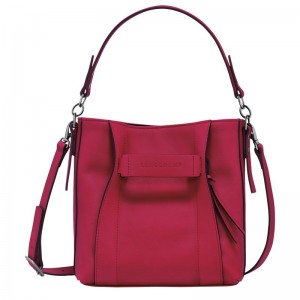 long champ 3D S Leather Női Crossbody Táska Magenta | HUVR8974