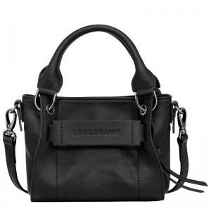 long champ 3D XS Handbag Leather Női Mini Táskák Fekete | HUVR9338