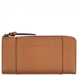 long champ 3D Zip around Leather Női Pénztárca Natural | HUFD8594