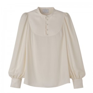 long champ Blouse Fluid crepe Női Blúz Ecru | HUKO7714