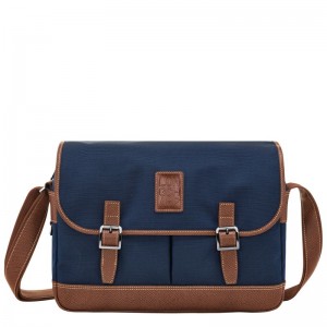 long champ Boxford L Recycled canvas Férfi Crossbody Táska Kék | HUTC7597