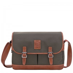 long champ Boxford L Recycled canvas Férfi Crossbody Táska Barna | HUOK7584