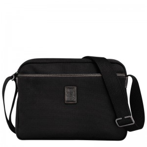 long champ Boxford M Camera Recycled canvas Férfi Crossbody Táska Fekete | HUWN7594