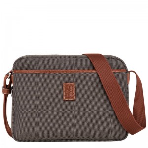 long champ Boxford M Camera Recycled canvas Férfi Crossbody Táska Barna | HUPJ7583