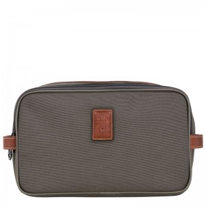 long champ Boxford Recycled canvas Férfi Toaletttáskák Barna | HUCT7146