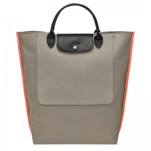 long champ Cabas M Tote Canvas Férfi Kézitáska Clay | HUHA7473