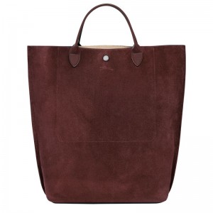 long champ Cabas M Tote Leather Női Kézitáska Bordó | HUFD9191