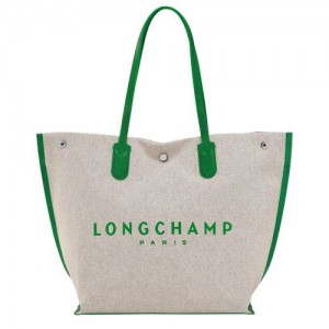 long champ Essential L Tote Canvas Női Válltáskák Zöld | HUSG8829