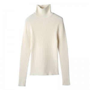 long champ High collar fitted Knit Női Pulóver Ecru | HUNW7724