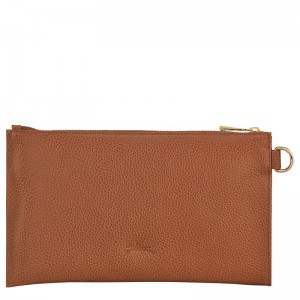 long champ Le FoulonnÉ Leather Női Pouches Caramel | HUEB8479