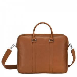 long champ Le FoulonnÉ M Leather Férfi Aktatáska Caramel | HUHA7629