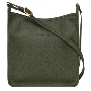 long champ Le FoulonnÉ M Leather Női Crossbody Táska Khaki | HUAH8934