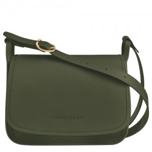 long champ Le FoulonnÉ M Leather Női Crossbody Táska Khaki | HUAH8903