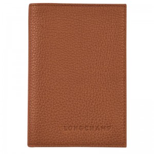 long champ Le FoulonnÉ Passport cover Leather Férfi Pouches Caramel | HUEB7283