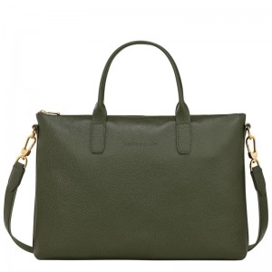 long champ Le FoulonnÉ S Leather Férfi Aktatáska Khaki | HUNW7620