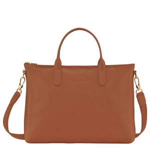 long champ Le FoulonnÉ S Leather Férfi Aktatáska Caramel | HUMQ7618