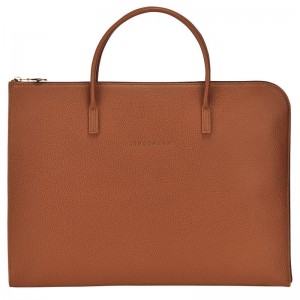 long champ Le FoulonnÉ S Leather Női Aktatáska Caramel | HUMQ8658