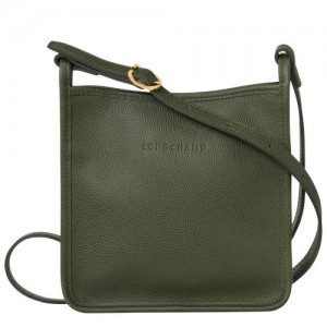 long champ Le FoulonnÉ S Leather Női Crossbody Táska Khaki | HUKO8927