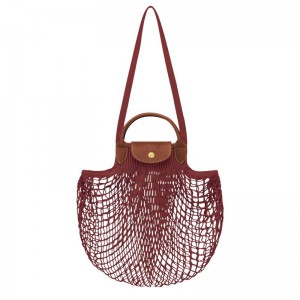 long champ Le Pliage Filet L Mesh Canvas Női Válltáskák Mahogany | HUQM8892