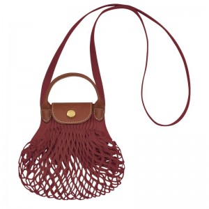 long champ Le Pliage Filet XS Mesh Canvas Női Crossbody Táska Mahogany | HUMQ9023