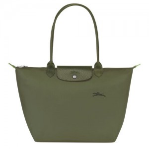 long champ Le Pliage Green L Tote Recycled canvas Női Válltáskák Forest | HUQM8789