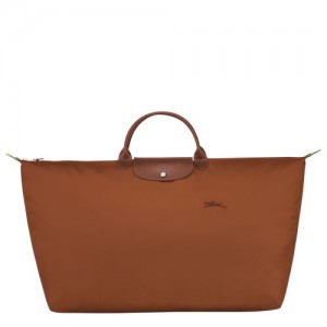 long champ Le Pliage Green M Recycled canvas Női Utazótáskák Cognac | HUIL8276