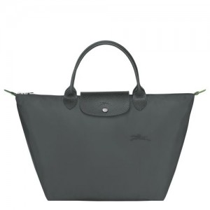 long champ Le Pliage Green M Recycled canvas Női Kézitáska Graphite | HUDF9061