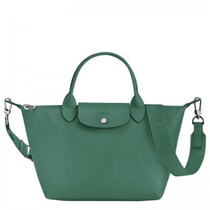 long champ Le Pliage Xtra S Leather Női Kézitáska Sage | HUFD9218