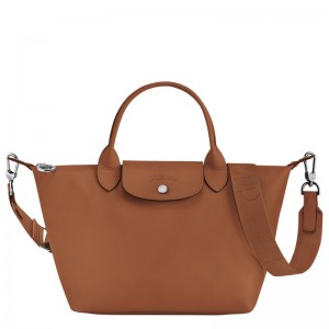 long champ Le Pliage Xtra S Leather Női Kézitáska Cognac | HUSG9216