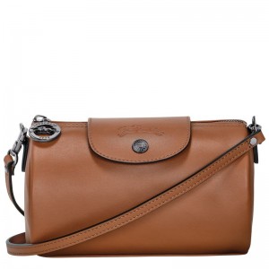 long champ Le Pliage Xtra XS Crossbody Leather Női Mini Táskák Cognac | HUHA9293