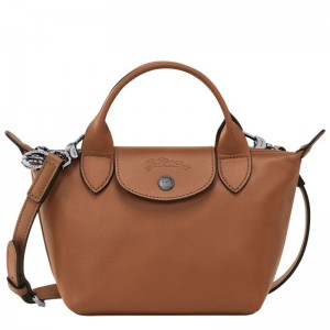 long champ Le Pliage Xtra XS Handbag Leather Női Mini Táskák Cognac | HUTC9304