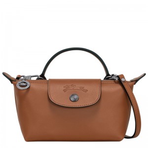 long champ Le Pliage Xtra XS Pouch Leather Női Mini Táskák Cognac | HUVR9279