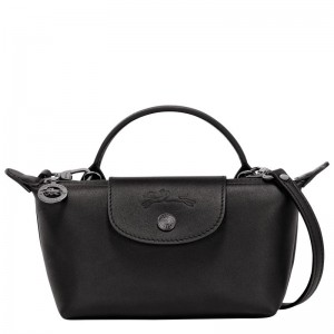 long champ Le Pliage Xtra XS Pouch Leather Női Crossbody Táska Fekete | HUYX9002