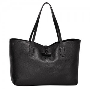 long champ Le Roseau Essential L Tote Leather Női Válltáskák Fekete | HUXY8820