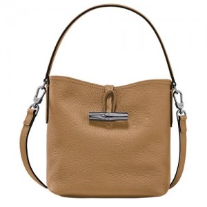 long champ Le Roseau Essential XS Bucket Leather Női Mini Táskák Fawn | HUFD9270