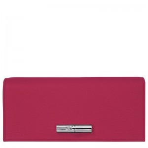 long champ Le Roseau Flap Leather Női Pénztárca Beetroot | HUCT8550