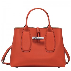 long champ Le Roseau M Leather Női Kézitáska Paprika | HUEB9155