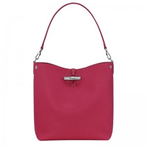 long champ Le Roseau M Shoulder Leather Női Válltáskák Beetroot | HUFD8854