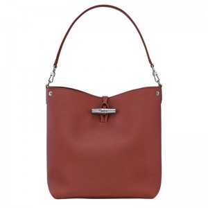 long champ Le Roseau M Shoulder Leather Női Válltáskák Chestnut | HUSG8852