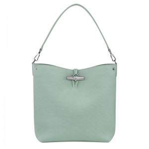 long champ Le Roseau M Shoulder Leather Női Válltáskák Celadon | HUPJ8850