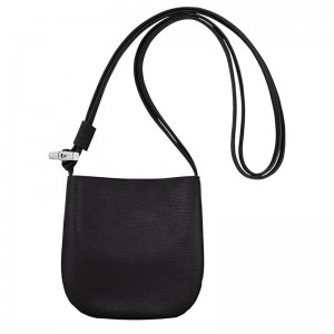 long champ Le Roseau S Leather Női Crossbody Táska Fekete | HUZU8964