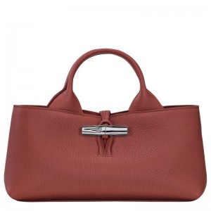 long champ Le Roseau S Leather Női Kézitáska Chestnut | HUFD9114