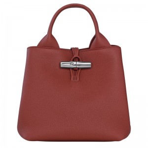 long champ Le Roseau S Leather Női Kézitáska Chestnut | HUWN9099