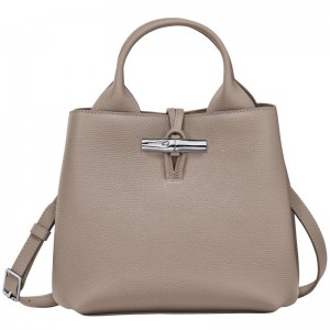 long champ Le Roseau S Leather Női Kézitáska Clay | HUTC9096