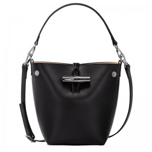 long champ Le Roseau XS Bucket Leather Női Crossbody Táska Fekete | HUQM8996