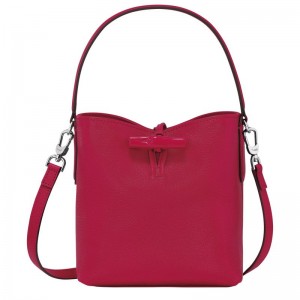 long champ Le Roseau XS Bucket Leather Női Crossbody Táska Magenta | HUEB8994